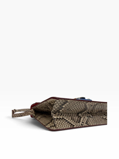 Dolce Gabbana - Blue and white Lucia bag with red python flap