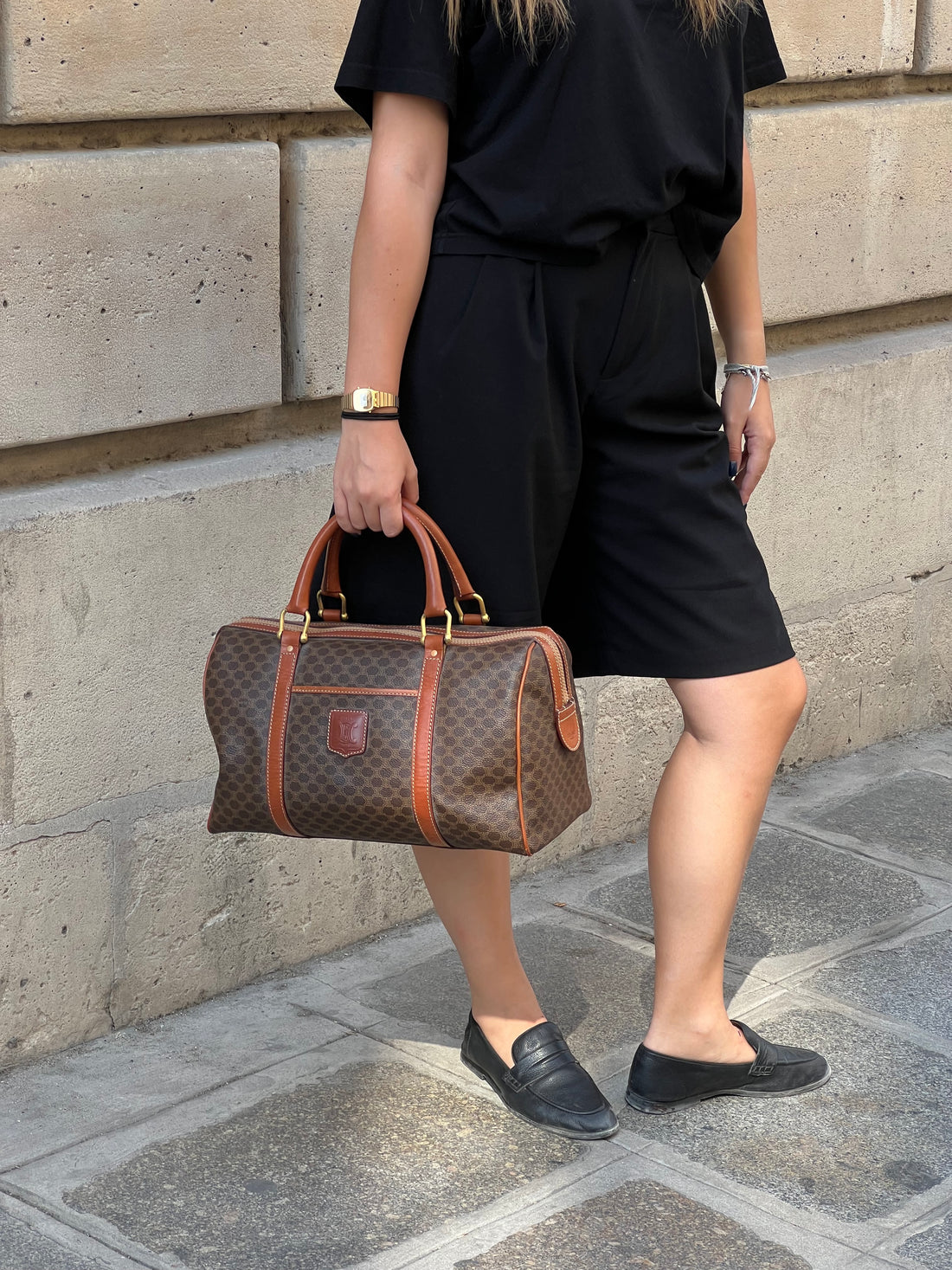 Céline – Boston-Tasche aus braunem beschichtetem Canvas