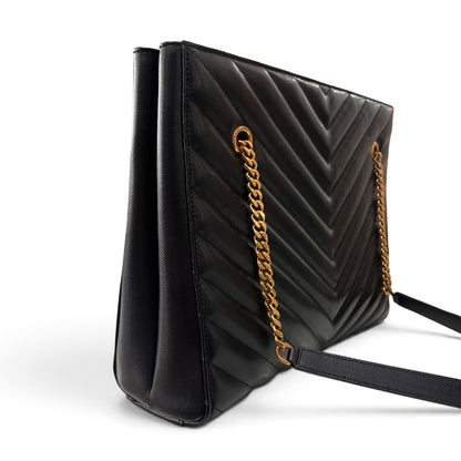 Saint Laurent - Sac cabas Tribeca en cuir grainé noir