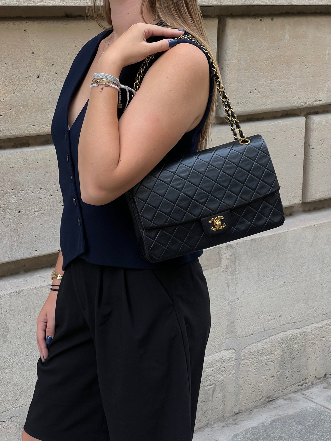 Chanel – Timeless-Tasche 27 Single Flap 11.12 Schwarz