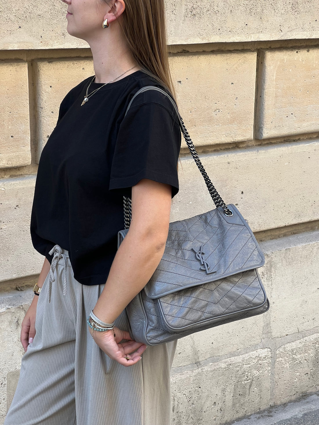 Saint Laurent – Niki-Tasche Large Grau