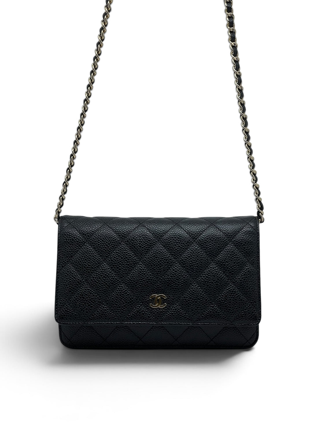 Chanel – Wallet-on-Chain-Tasche aus schwarzem Kaviarleder