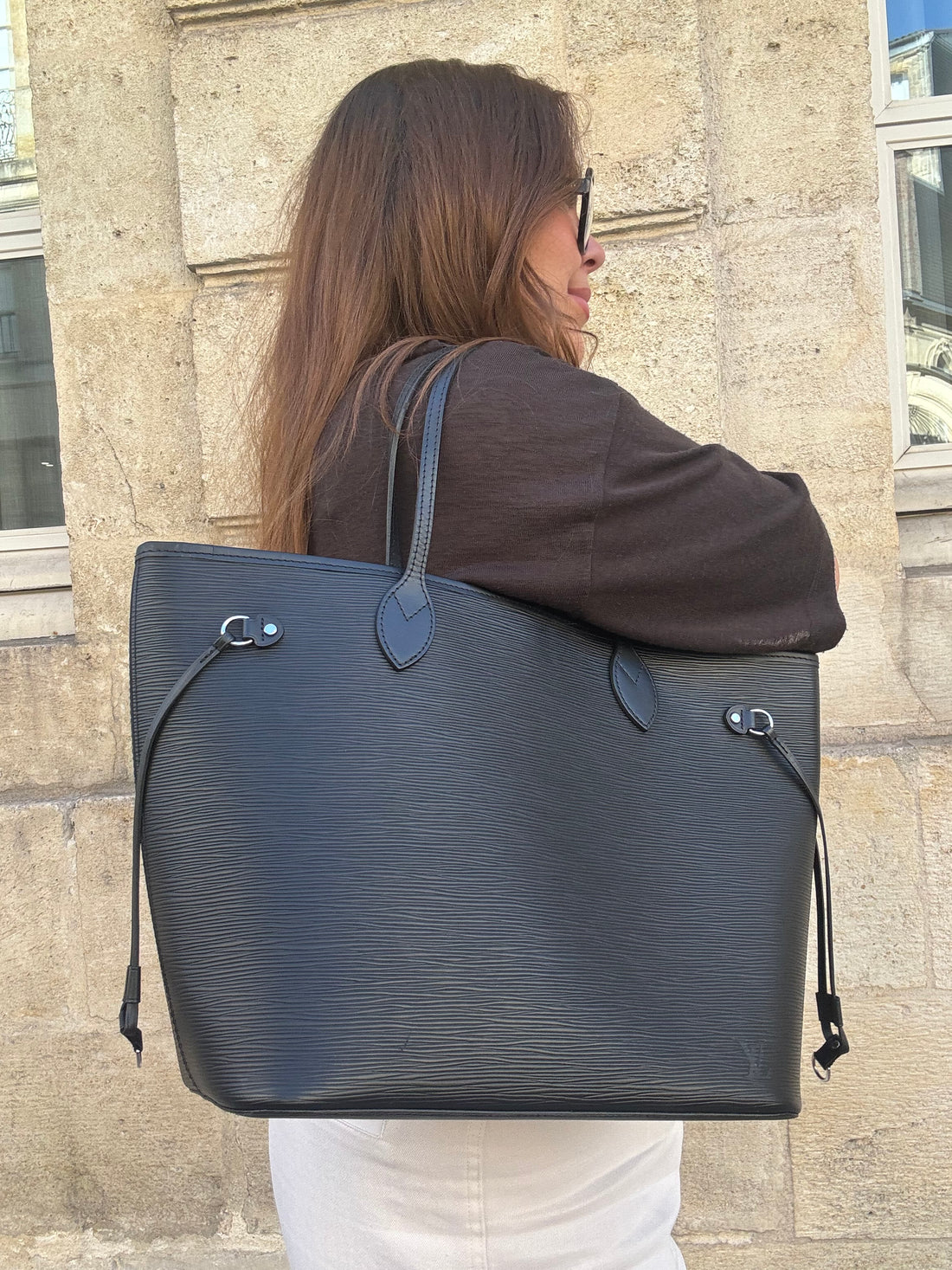 Louis Vuitton - Cabas neverfull en cuir épi noir bijouterie arge