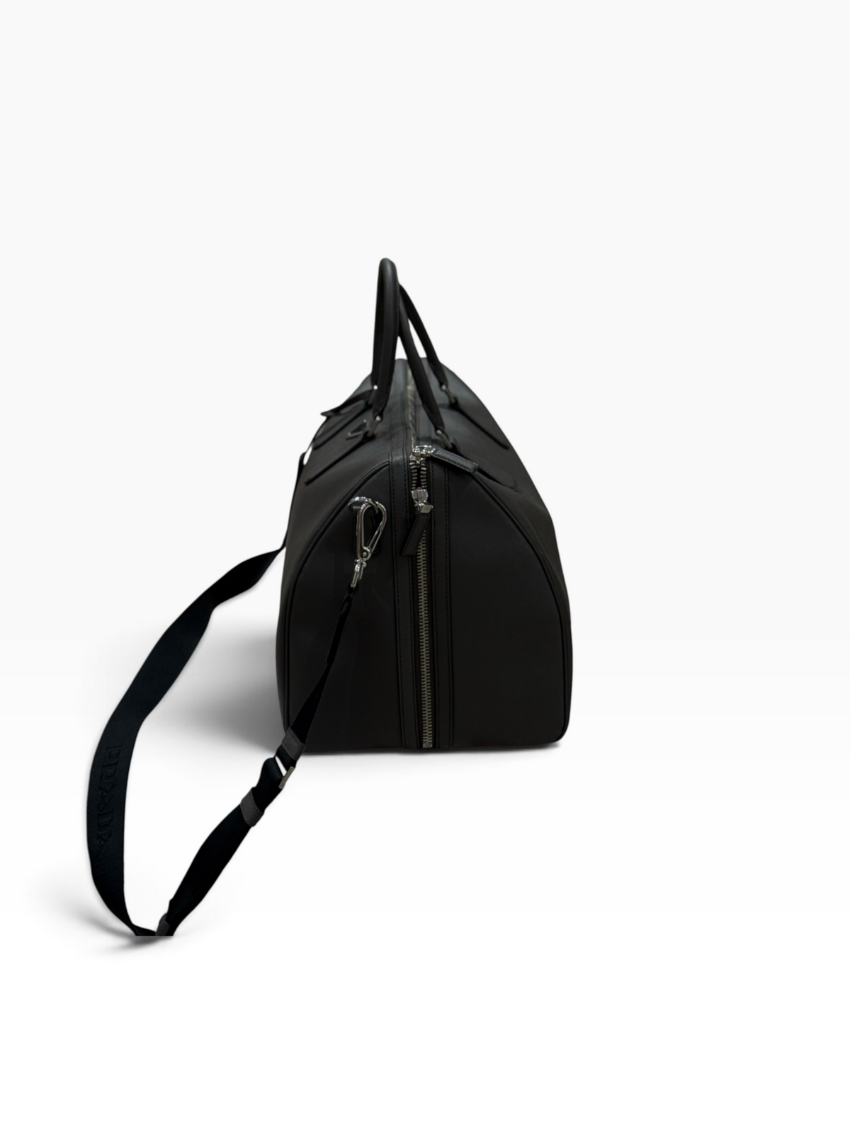 Prada - Sac de voyage 50 Gris marbre en cuir saffiano