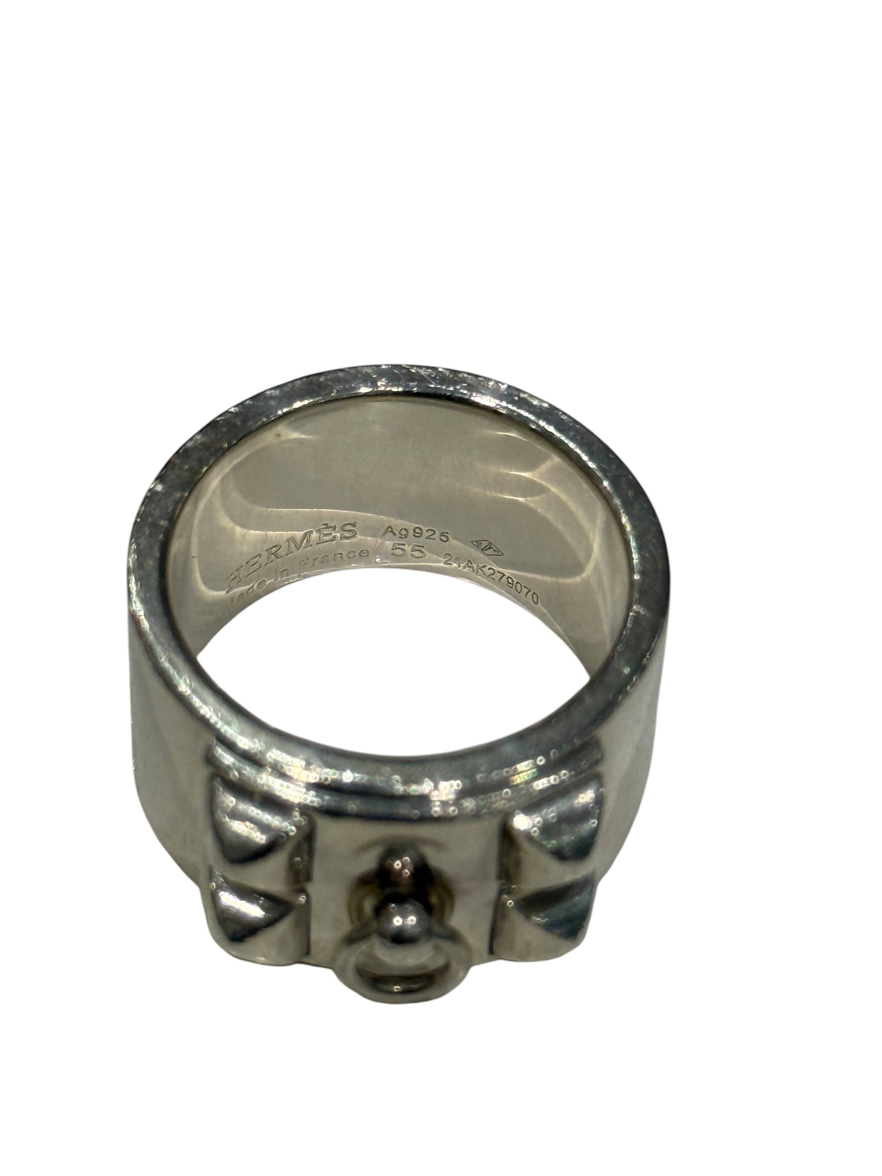 Hermès - Bague Collier de Chien argent T55