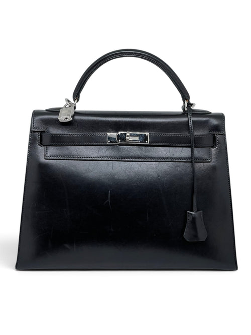 Hermès - Sac Kelly 32 box finition argentée