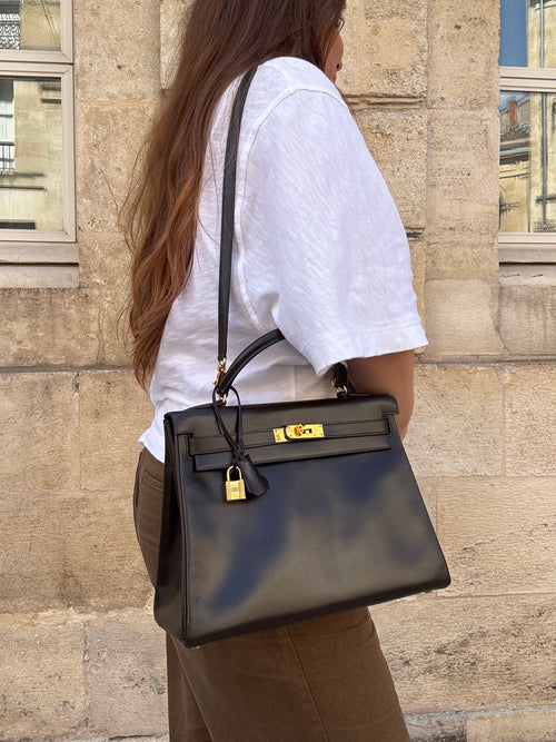 Hermès - Sac Kelly 32 box marron chocolat