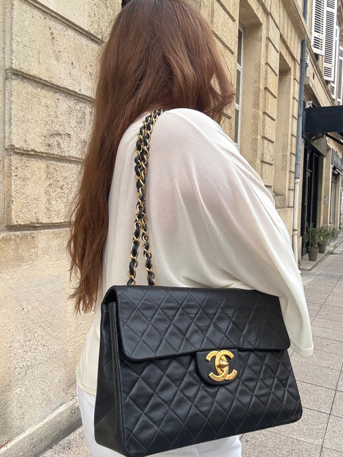 Chanel - Sac Maxi Jumbo 11.12 single flap vintage noir