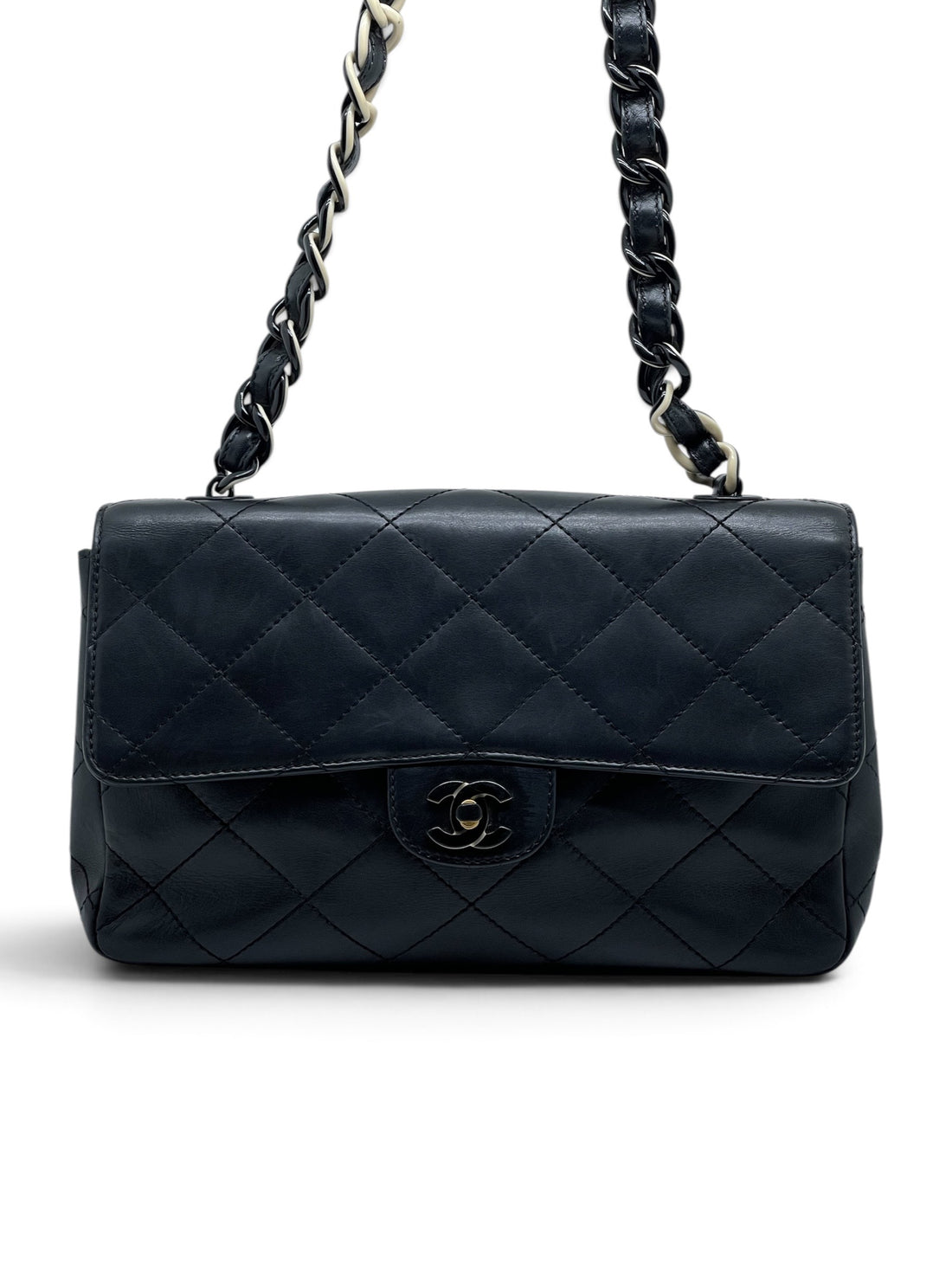 Chanel - Sac Timeless 25 11.12 en cuir noir chaîne bicolore