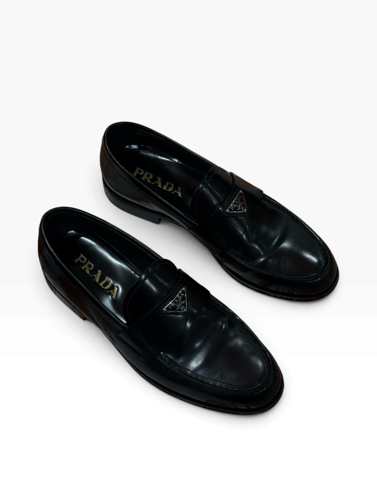 Prada – Mocassins noirs glacés – T40,5