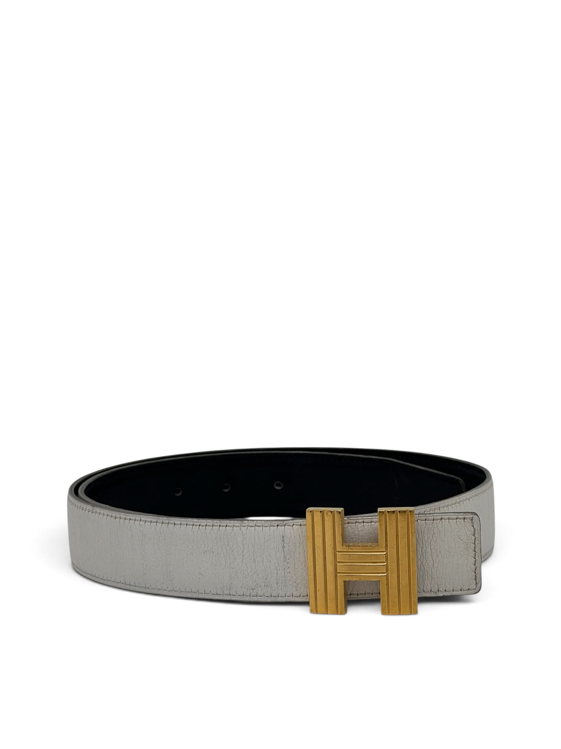 Hermès - Ceinture réversible bleu marine/blanc avec boucle T75