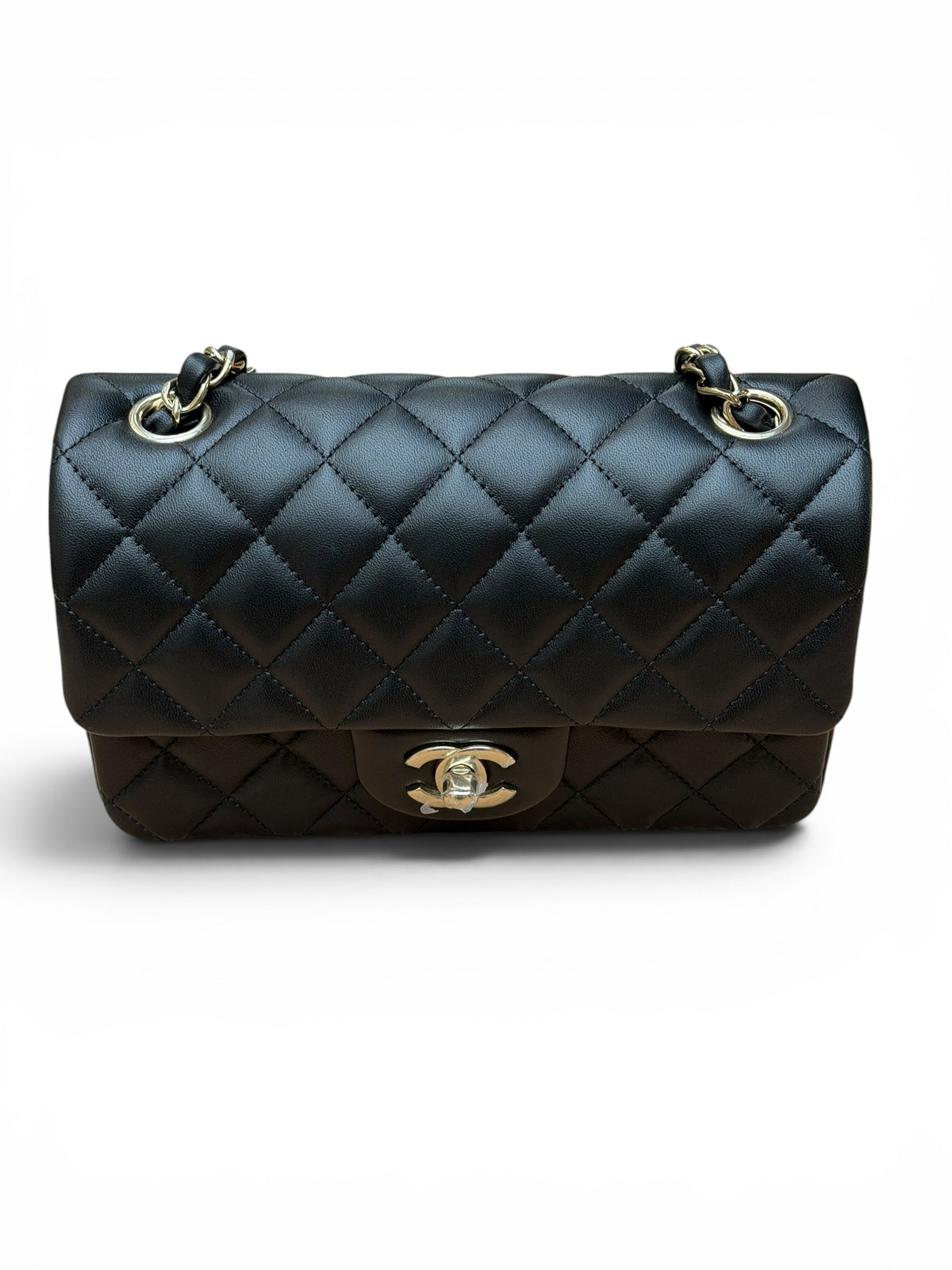 Chanel – kleine rechteckige Tasche in Champagner