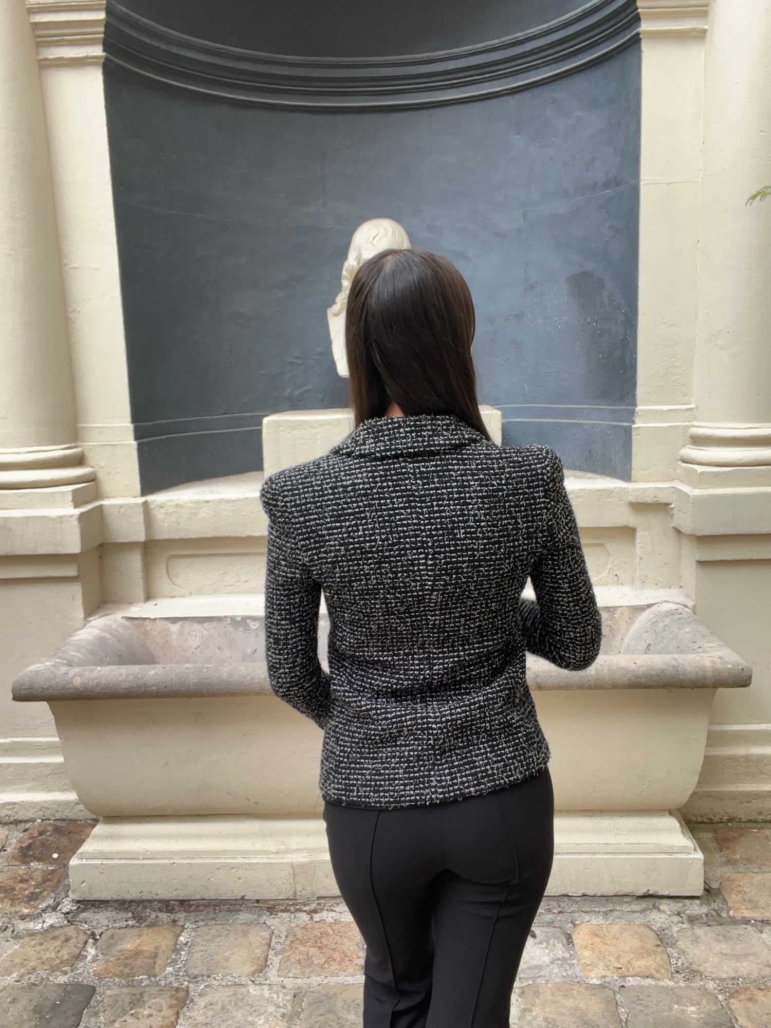 Chanel - Veste en tweed noir et blanche T38