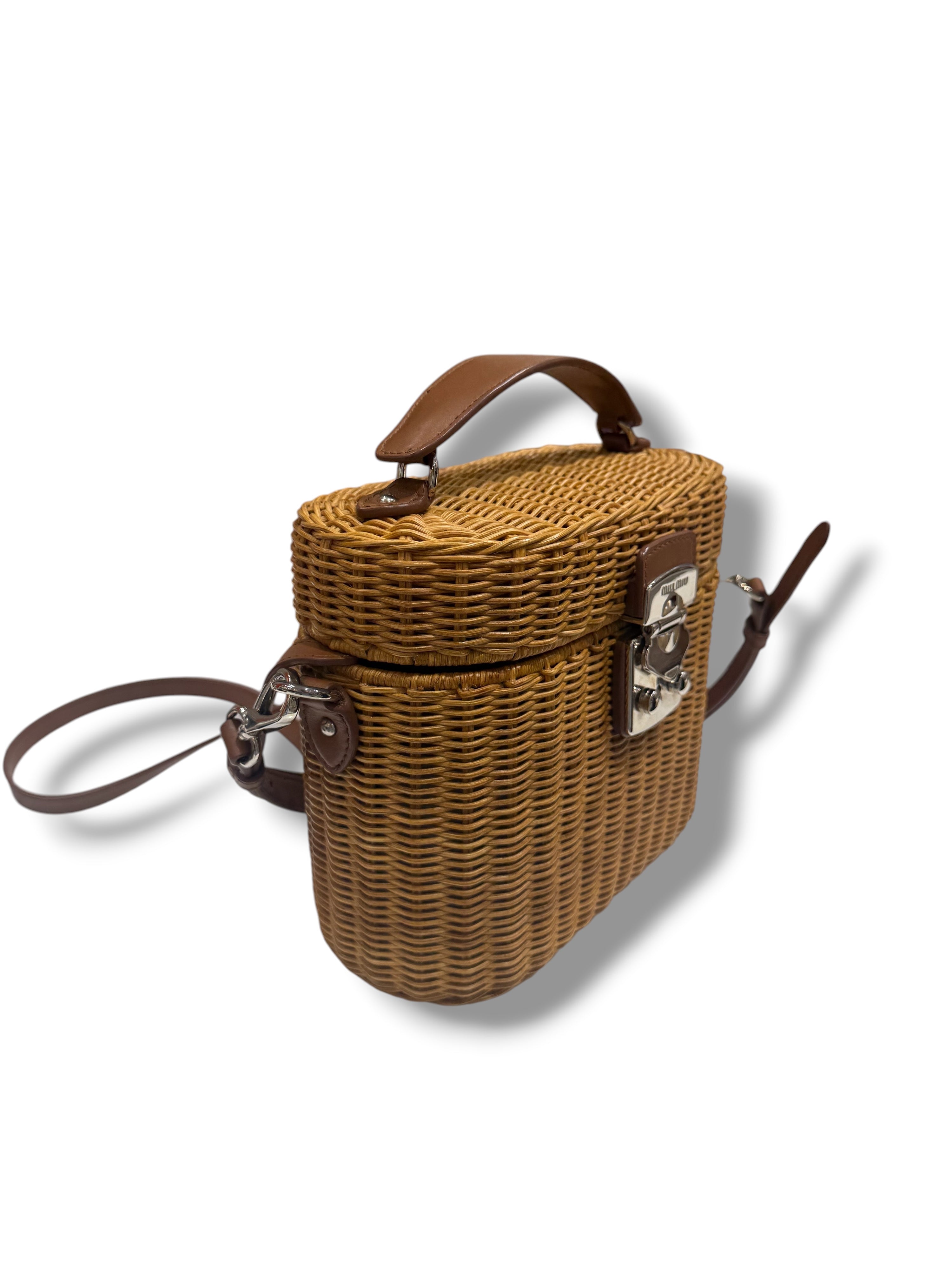 Miu Miu - Sac Vanity en Osier cuir Gold PM