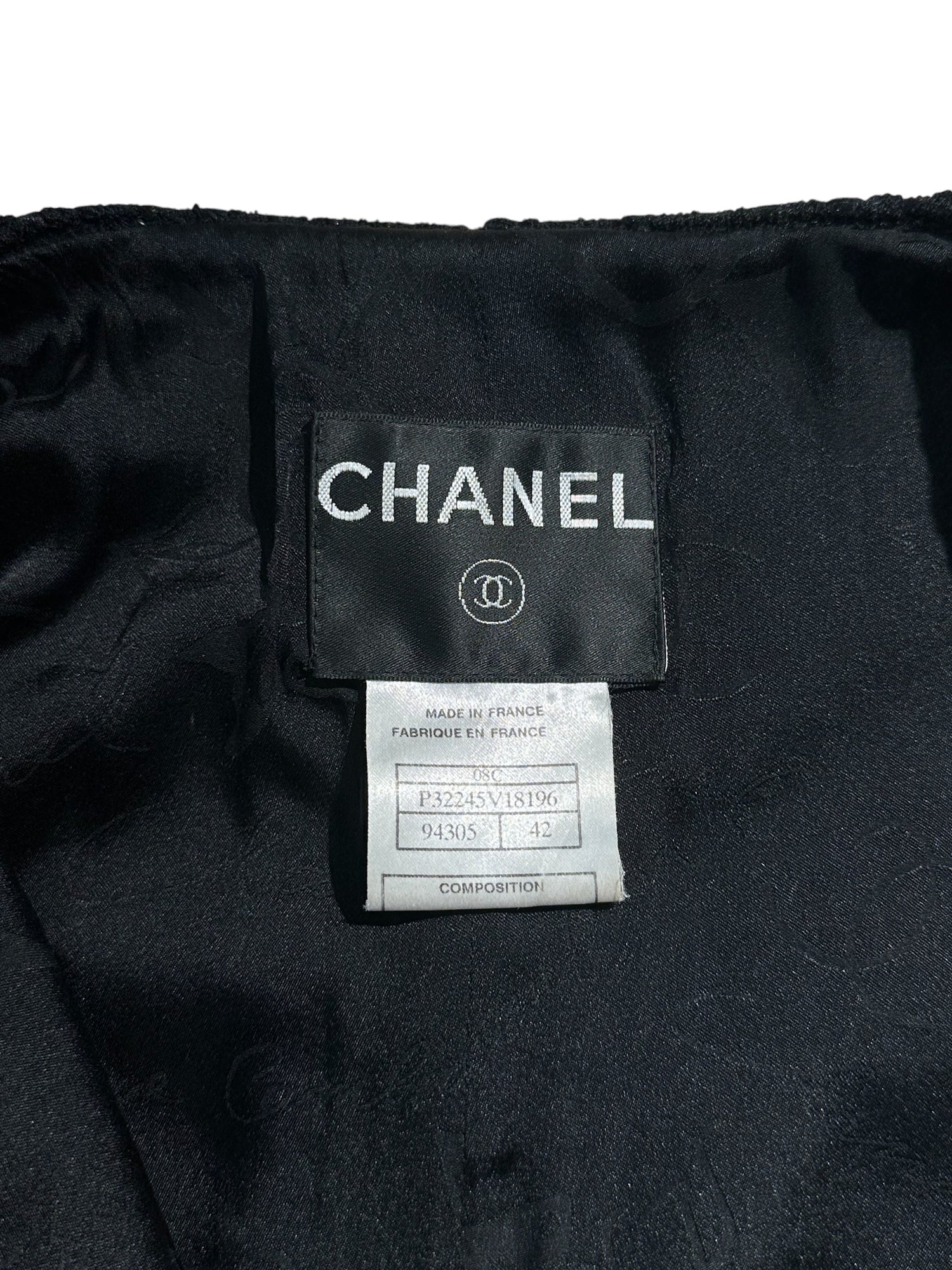 Chanel - Veste en tweed noire T38
