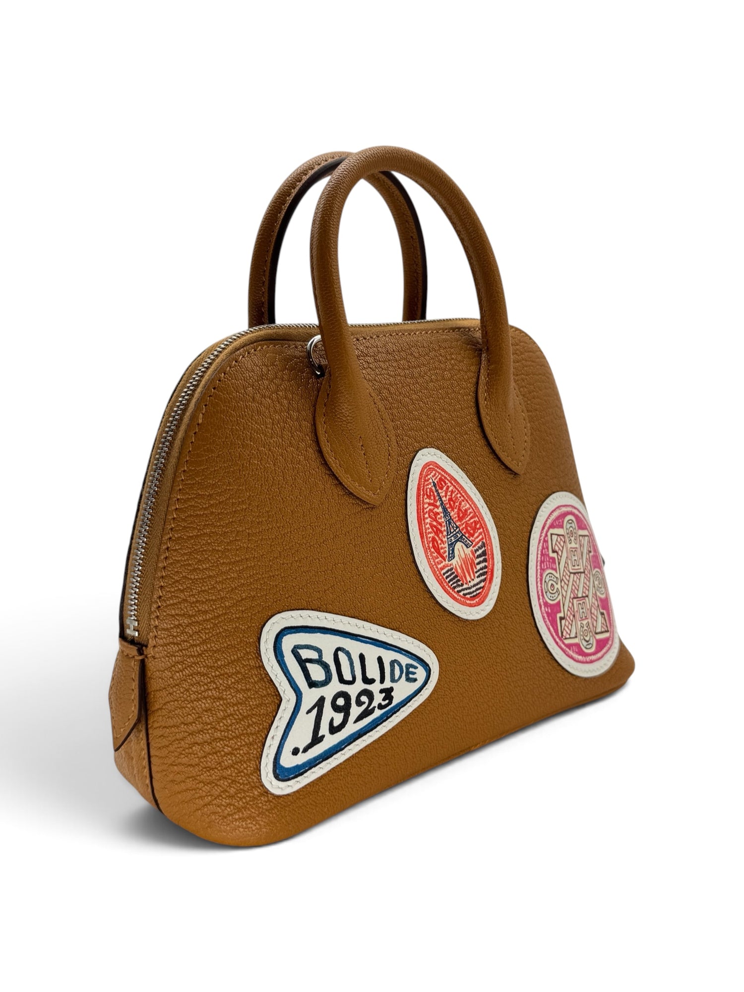 Hermès - Sac bolide 1923 mini travel cuir de chèvre caramel palladium