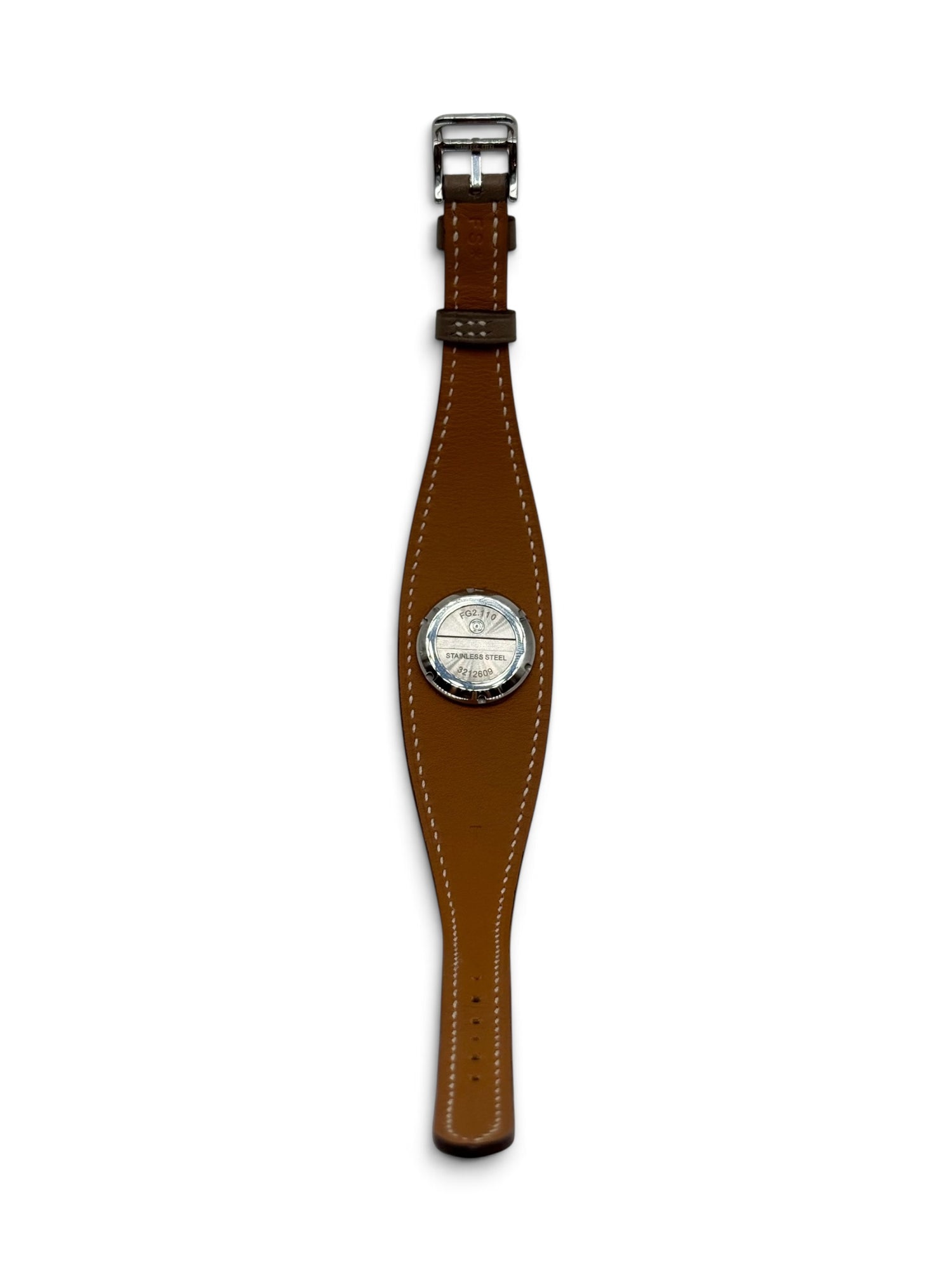 Hermès - Montre faubourg cuir swift étoupe