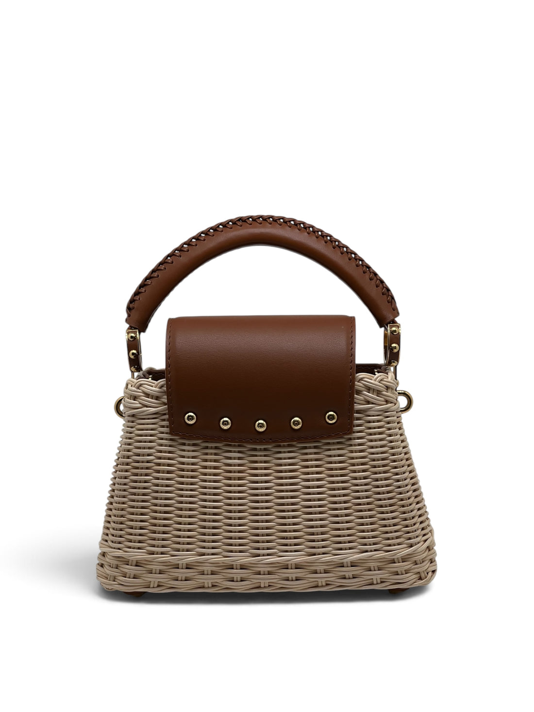 Louis Vuitton - Sac Capucines mini en rotin tressé avec bandoul