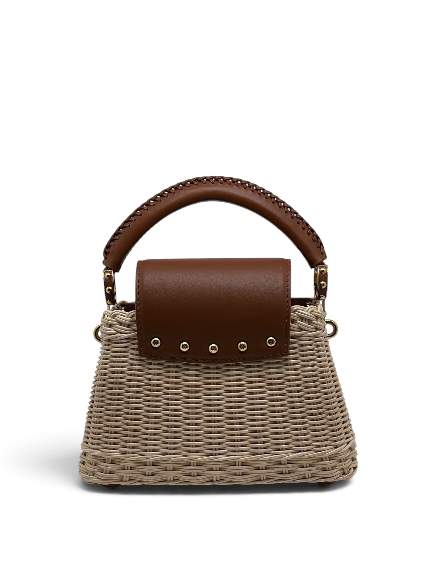Louis Vuitton - Sac Capucines mini en rotin tressé avec bandoul