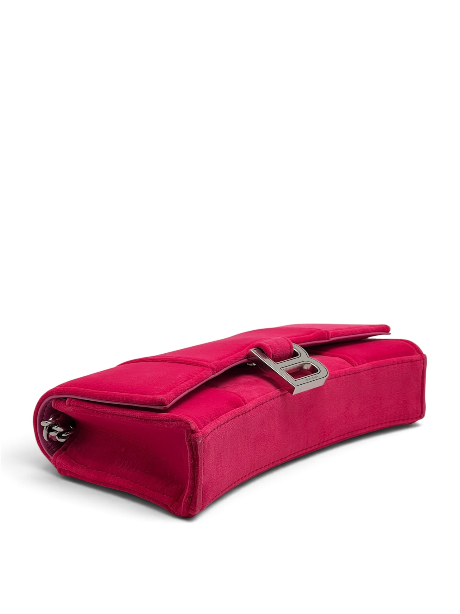 Balenciaga - Sac hourglass en velour rose