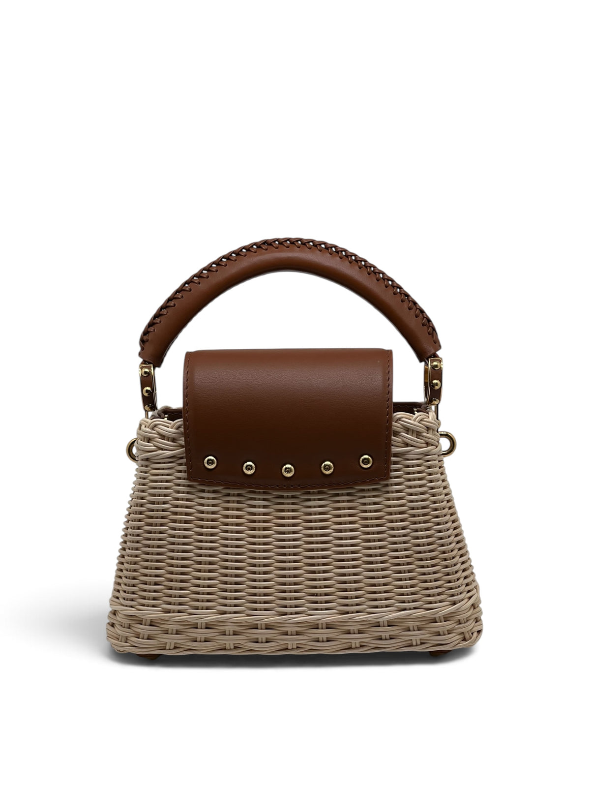 Louis Vuitton - Sac Capucines mini en rotin tressé avec bandouli