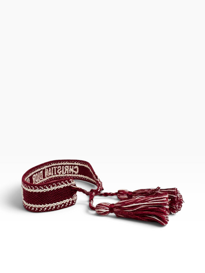 Christian Dior - Bracelet en coton toile oblique bordeaux