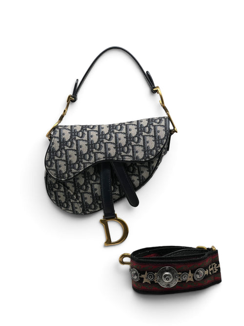Christian Dior – Rote und grüne Saddle Mini Schultertasche
