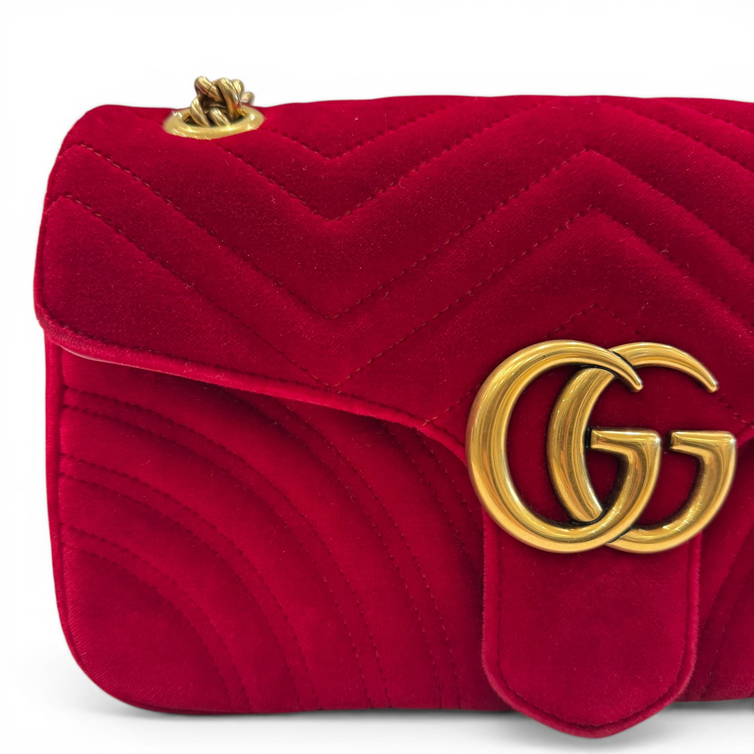 Gucci - Sac Marmont rouge en velours
