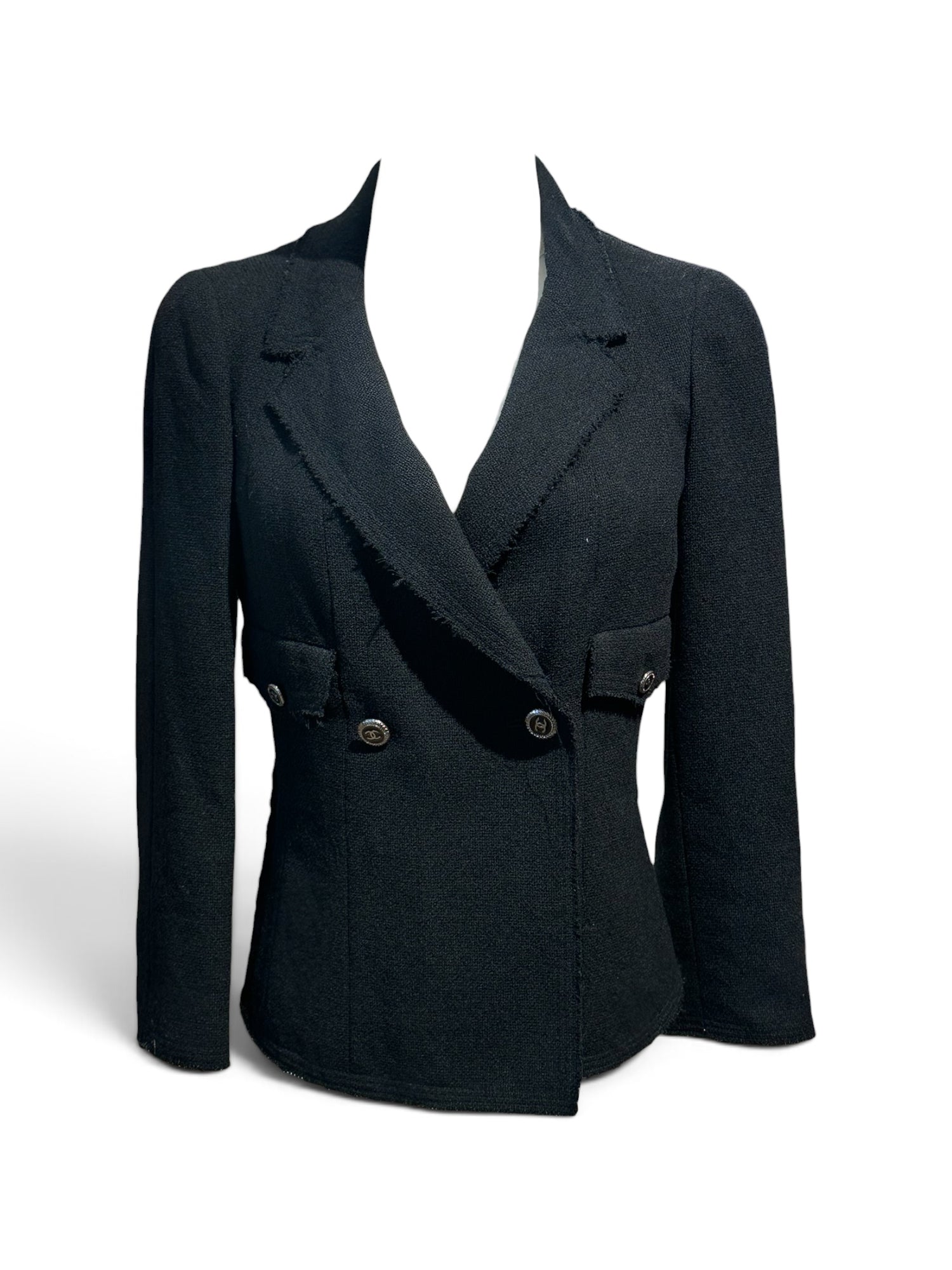 Chanel - Veste en tweed noir T34