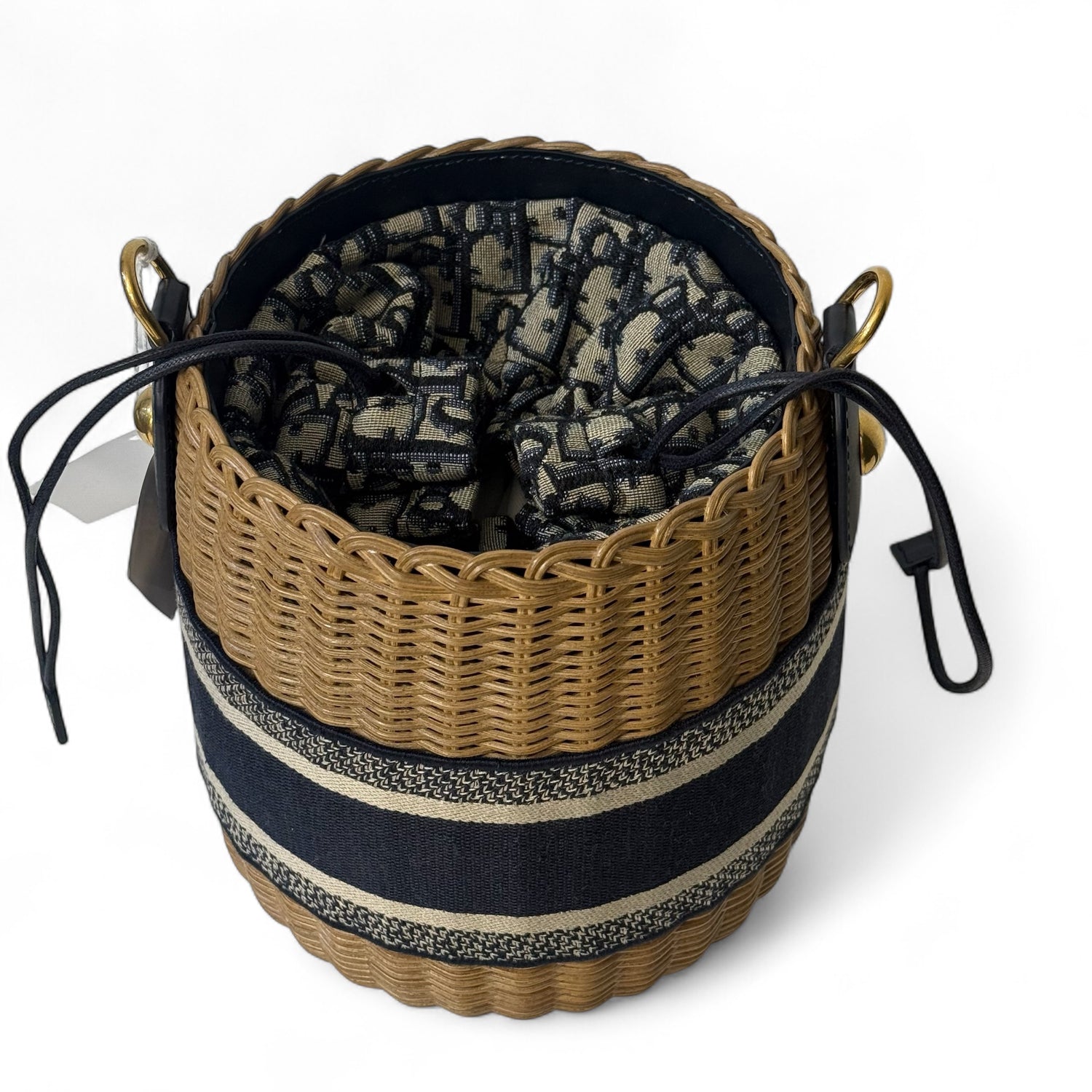 Dior Panier osier oblique bleu – Les Folies d'Eugenie