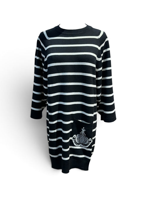 Hermès - Robe pull marinière en cachemire T36