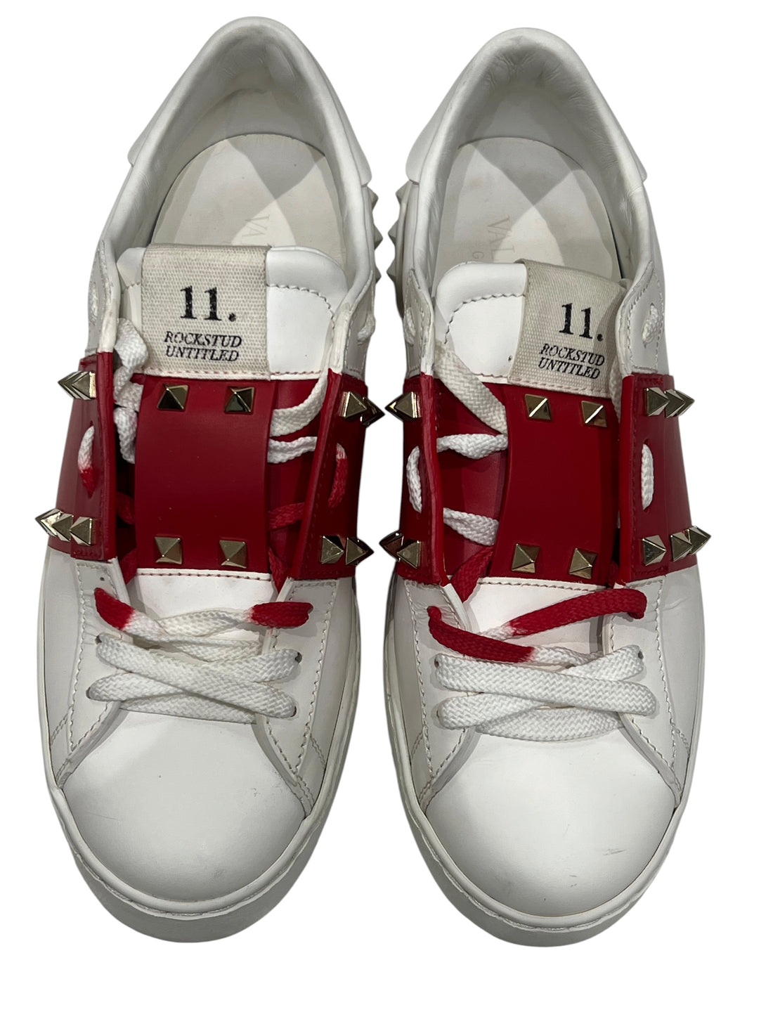 Valentino - baskets rockstud untitled blanches et rouges t38,5
