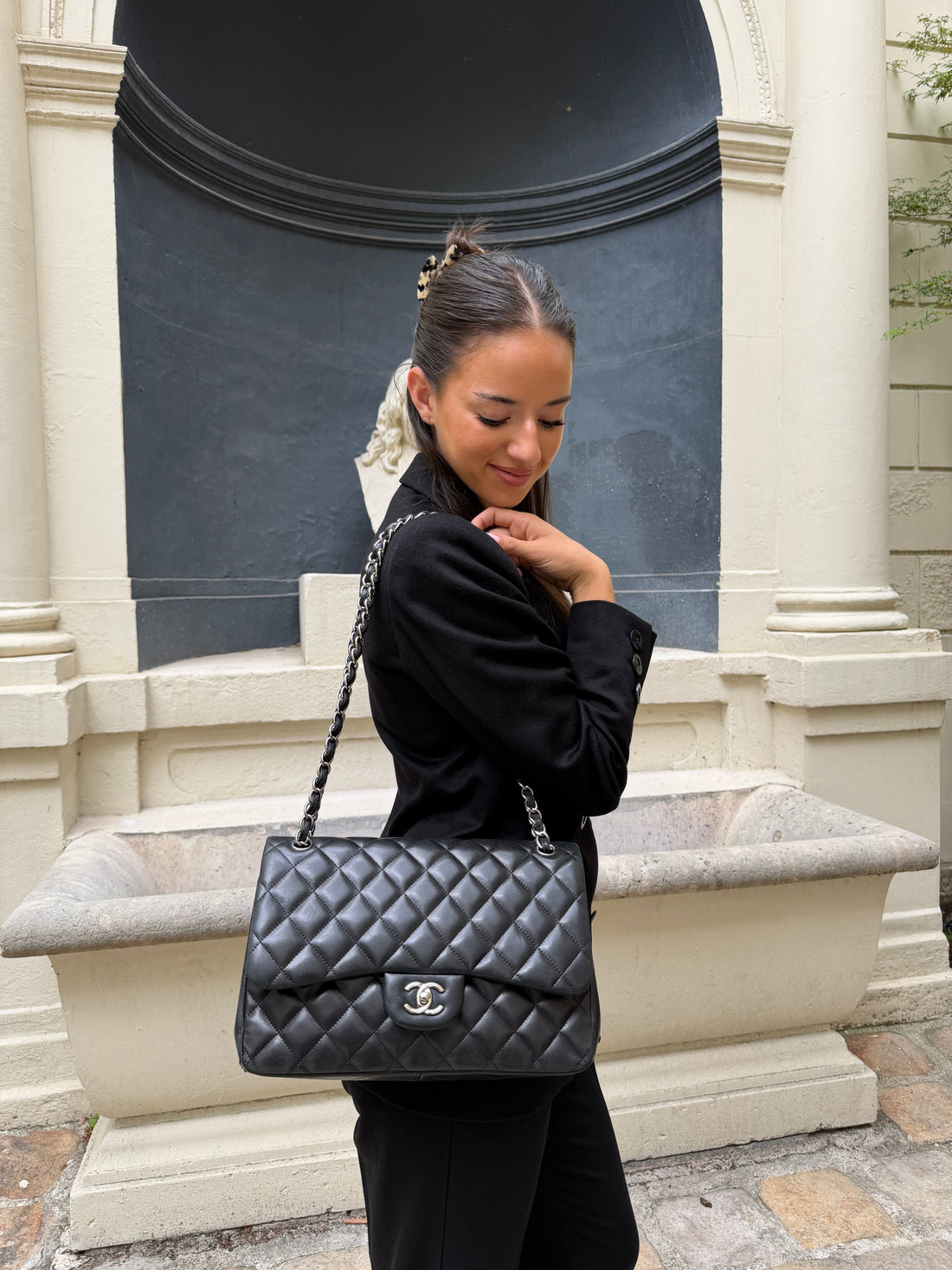 Chanel - Sac Timeless Jumbo 11.12 double flap noir