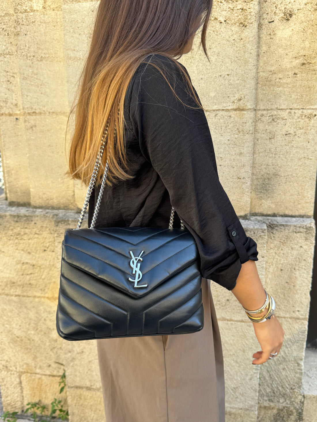 Saint Laurent - Sac Loulou small bijouterie argentée