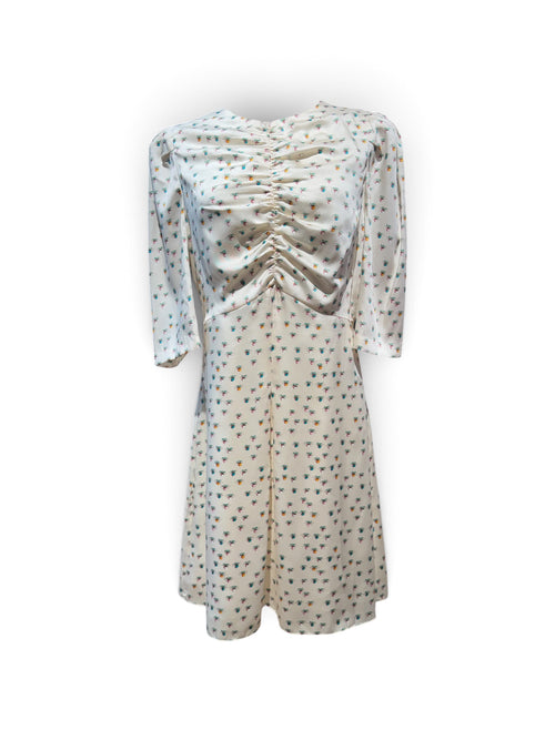 Sandro - Robe beige avec détails colorés T38