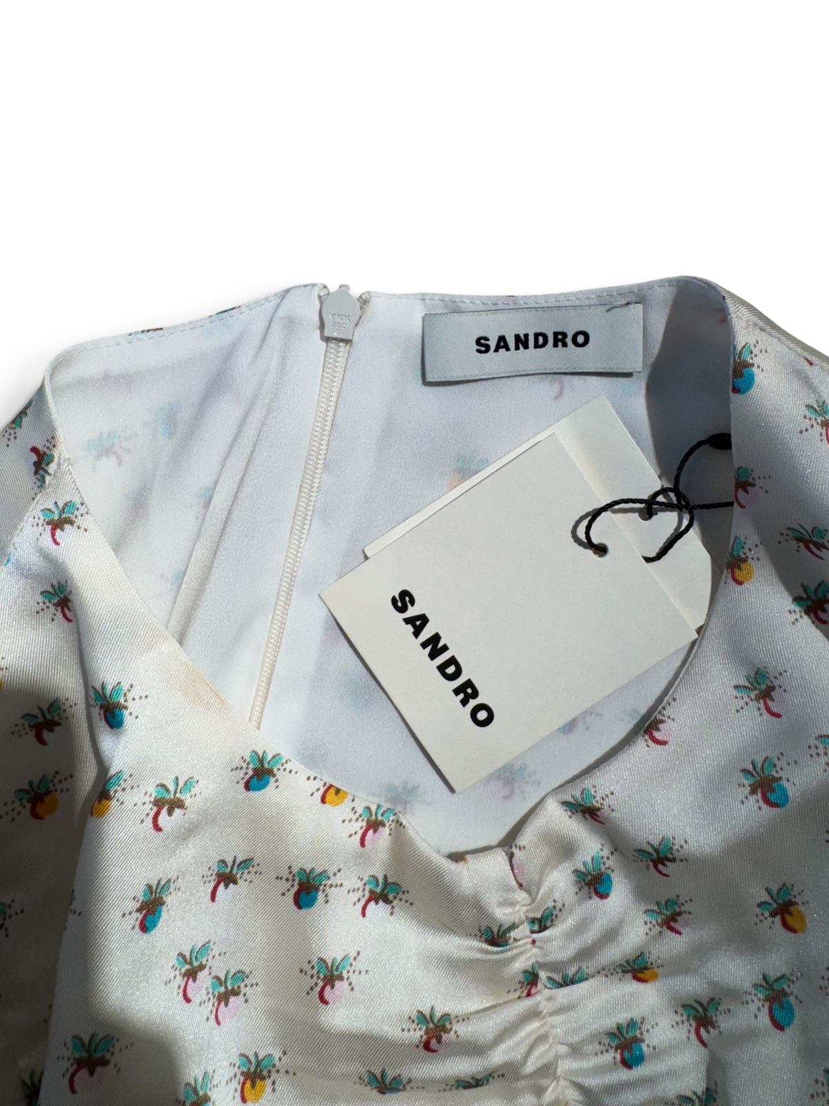 Sandro - Robe beige avec détails colorés T38