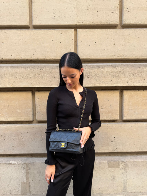 Chanel - Sac timeless 23 11.12 en cuir noir double flap