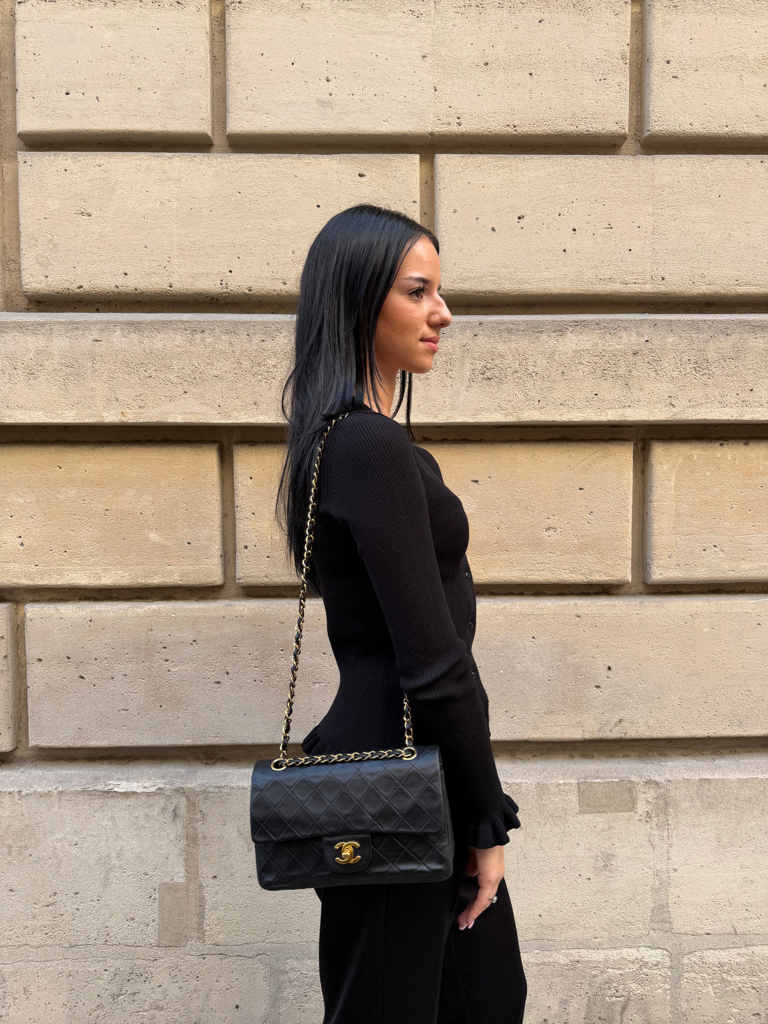 Chanel - Sac timeless 23 11.12 en cuir noir double flap