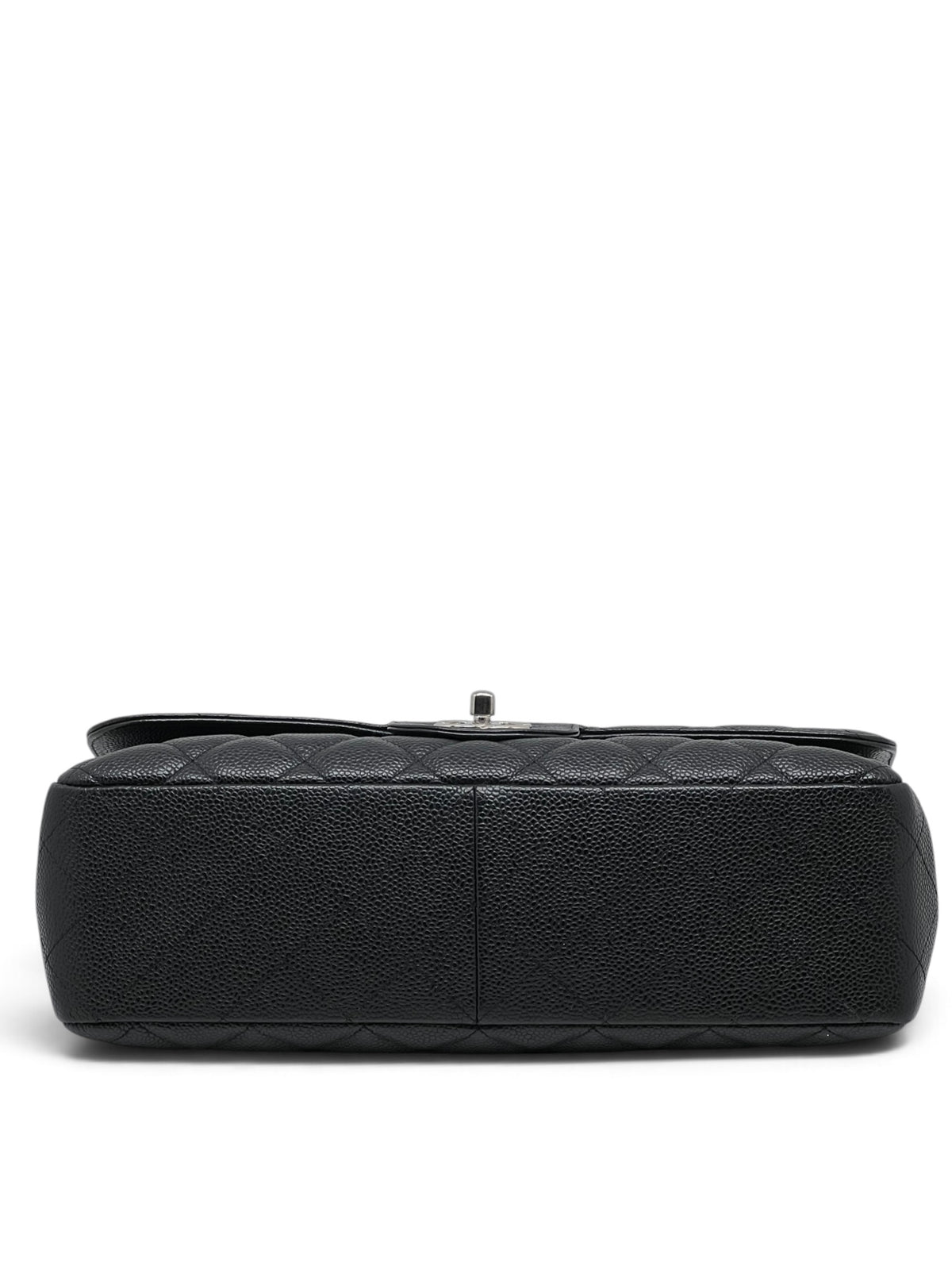 Chanel - Sac Jumbo 11.12 en cuir caviar noir finitions argentée