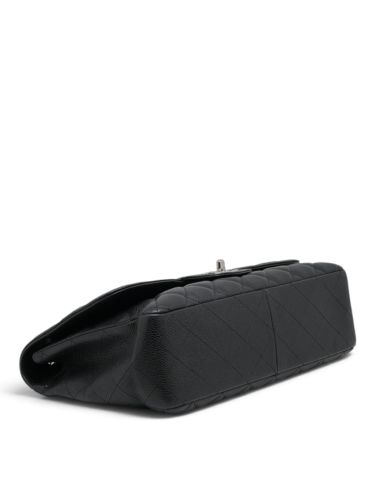 Chanel - Sac Jumbo 11.12 en cuir caviar noir finitions argentée