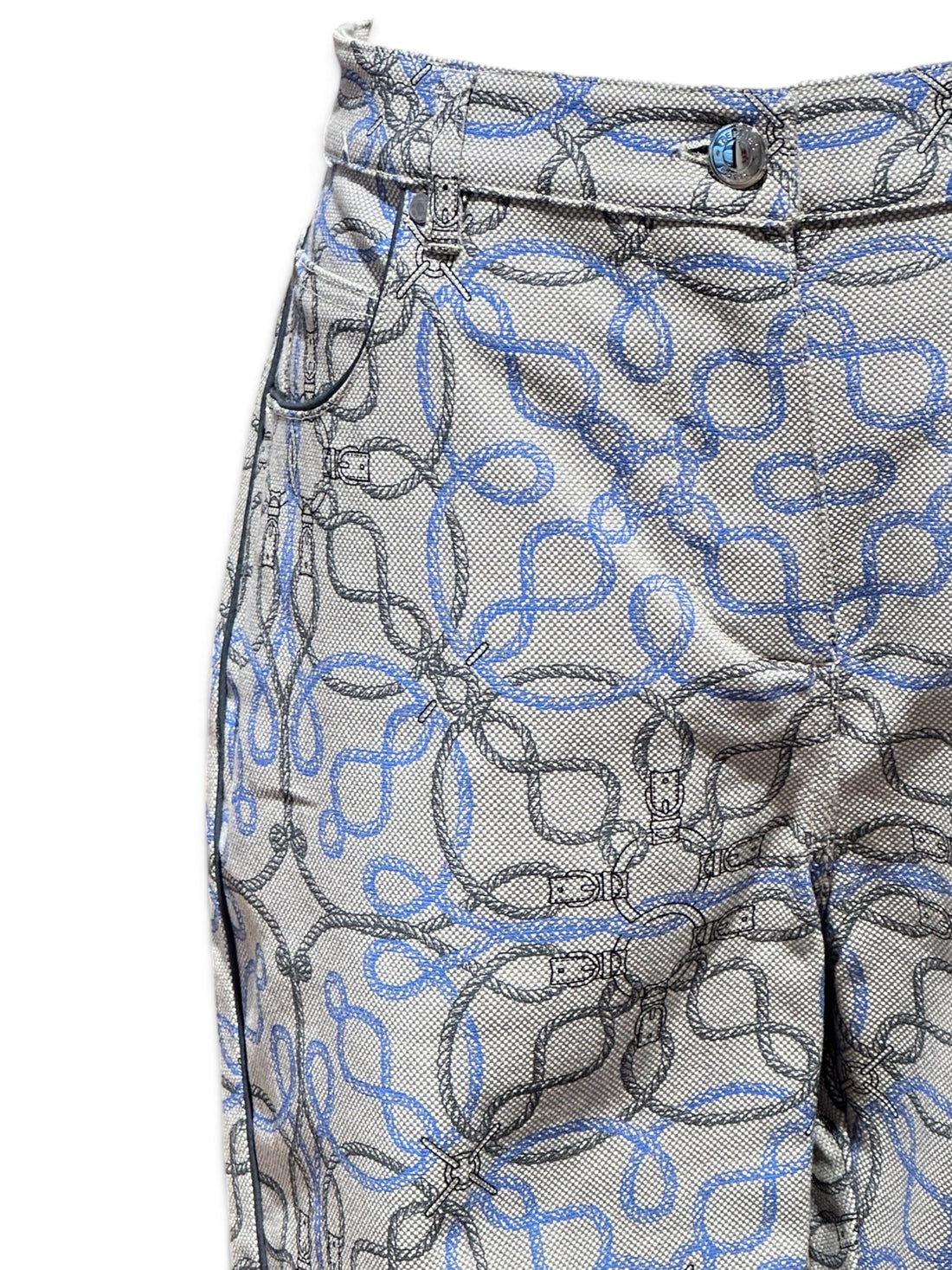 Hermès - Pantalon à motif bleu et noir T40