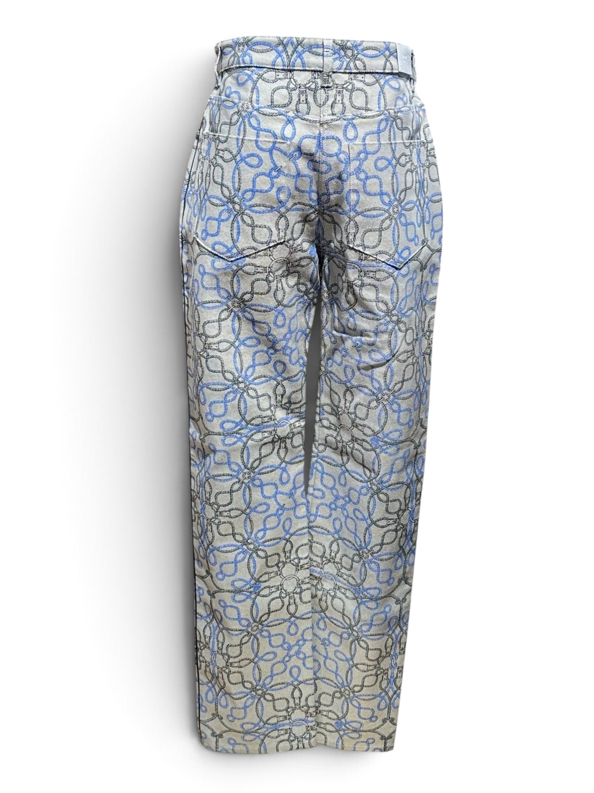 Hermès - Pantalon à motif bleu et noir T40