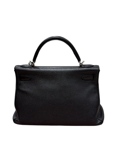 Hermès - Sac Kelly 32 clemence retourné Bleu Encre nuit PHW