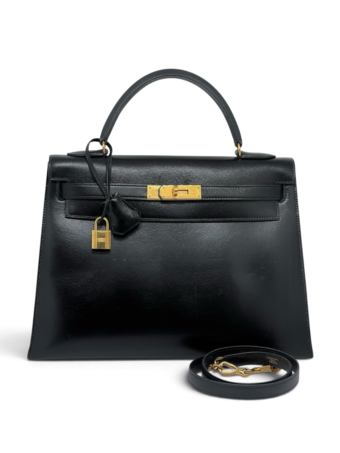 Hermès - Sac Kelly 32 veau box noir 1989