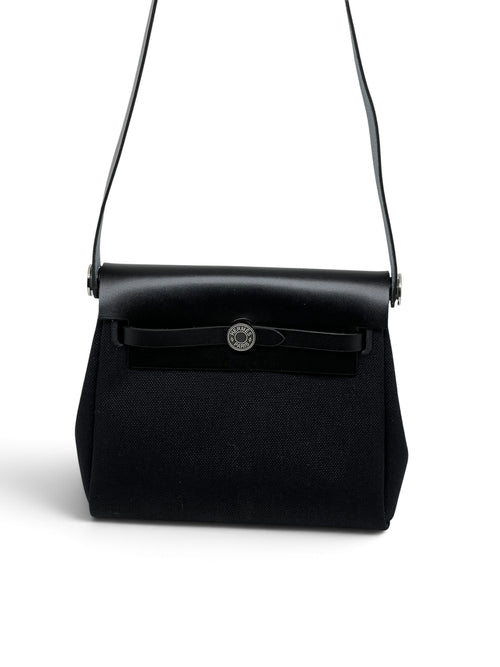Hermès - Sac à main en toile Herbag zip noir