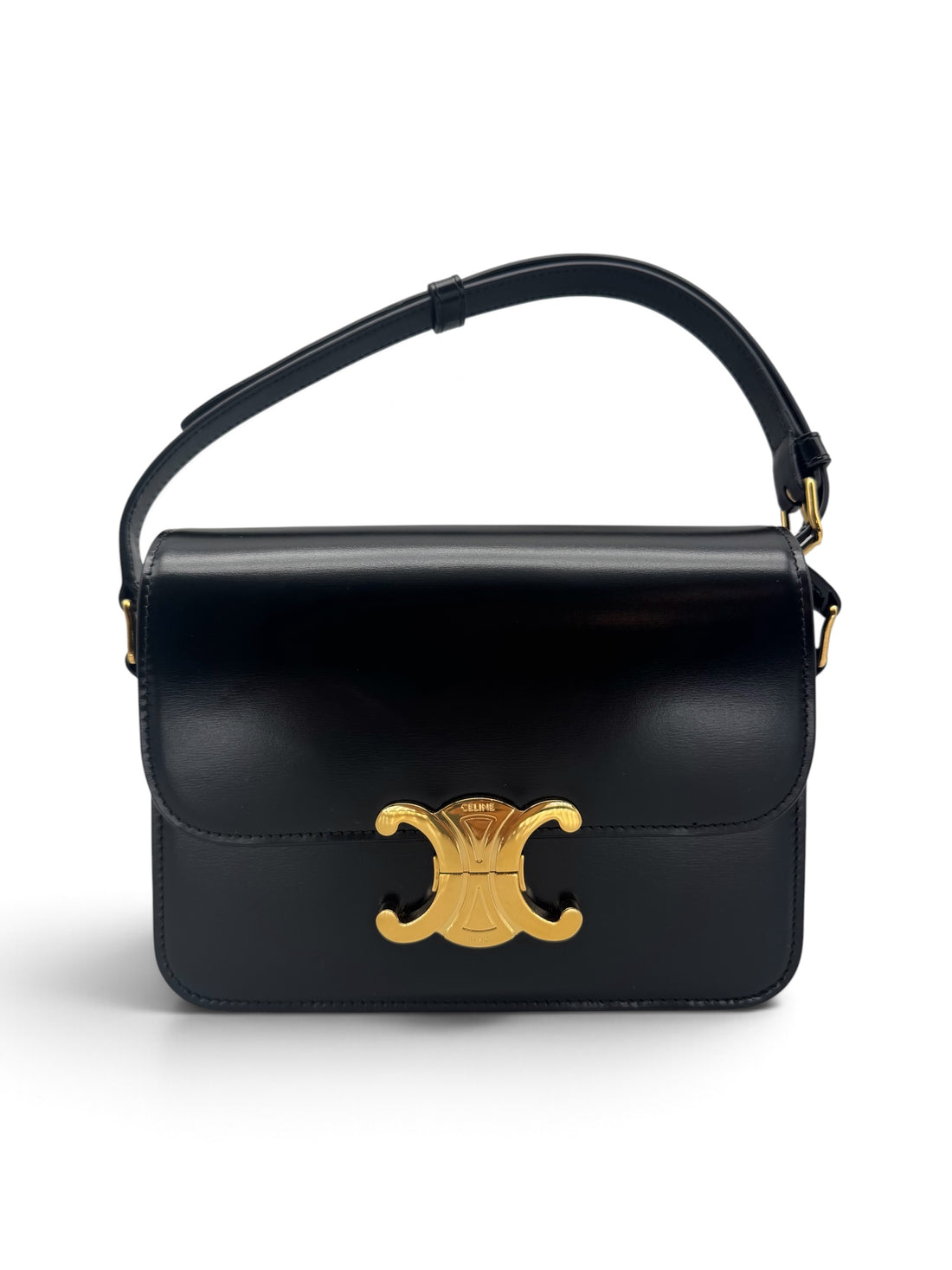 Céline - Sac Triomphe Teen veau box noir