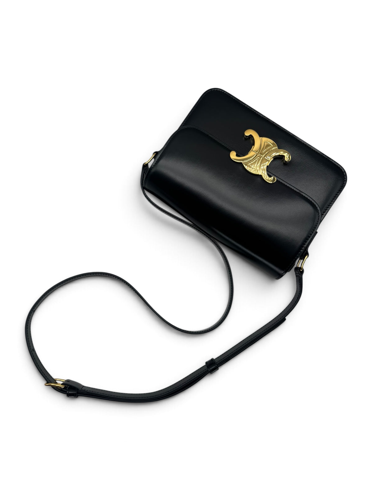 Céline - Sac Triomphe Teen veau box noir