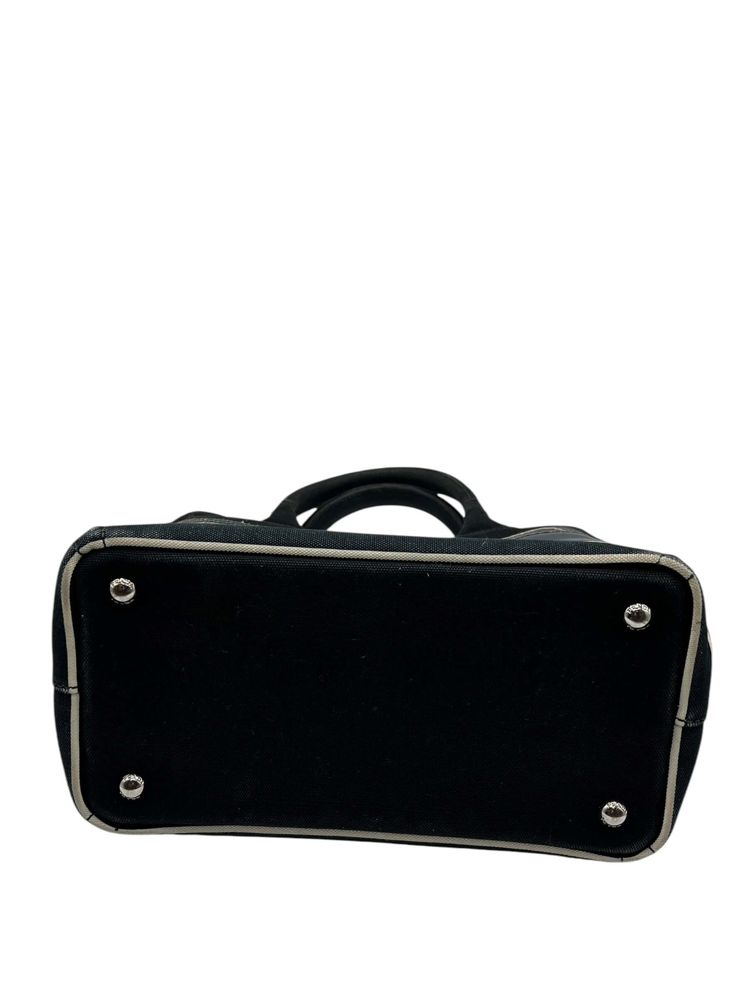 Prada - sac Canapa, toile, cuir et python marine et noir