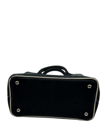 Prada - sac Canapa, toile, cuir et python marine et noir