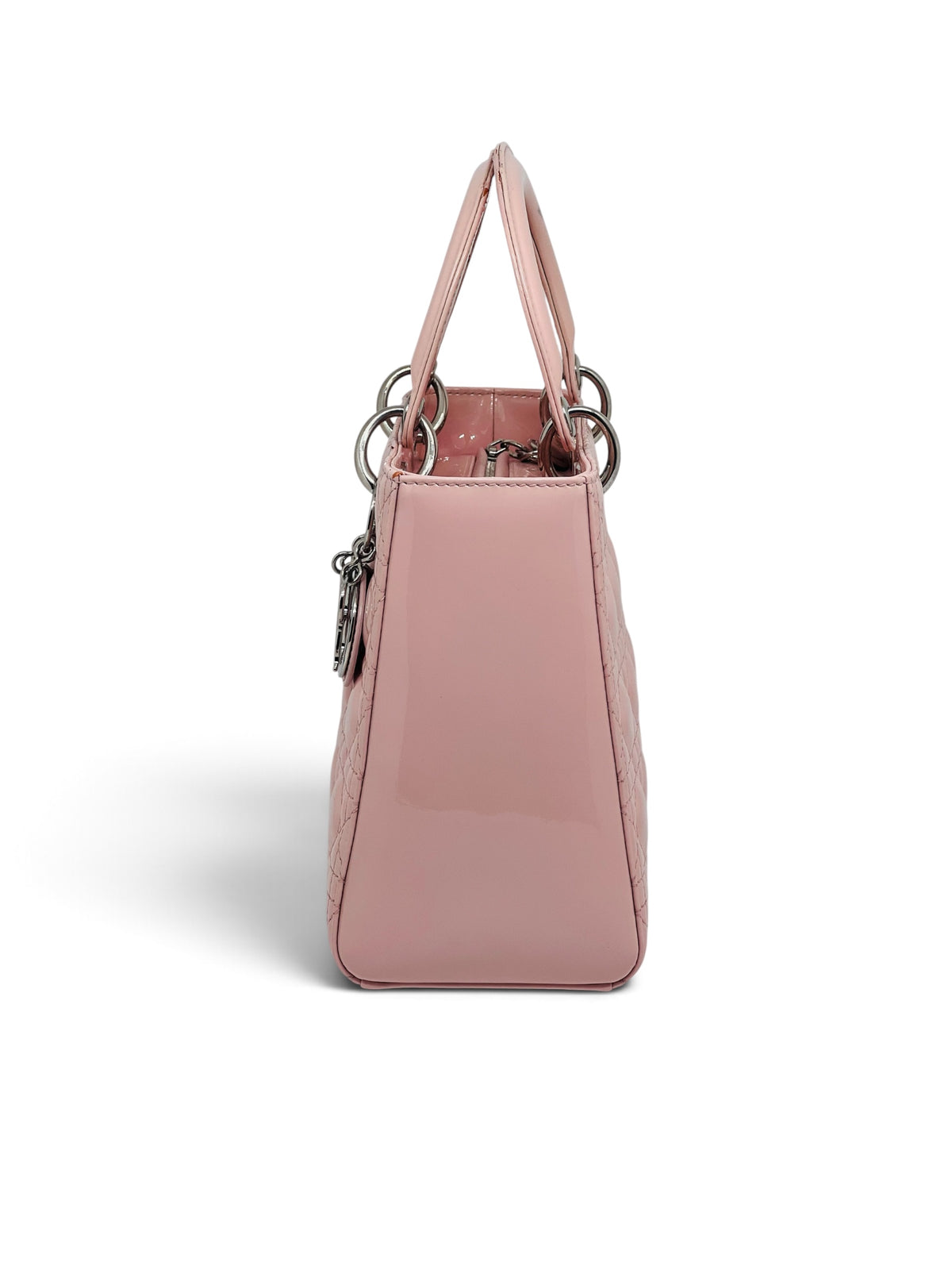 Christian Dior - Sac Lady Dior médium cuir verni rose poudré